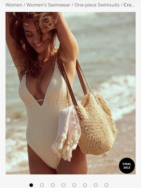 Everyday Sunday Cream One-Piece Crochet Swimsuit - Women's Swim